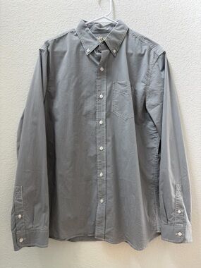 L.L. Bean Men's Slightly Fitted Blue & White Plaid Check Button-Down Shirt